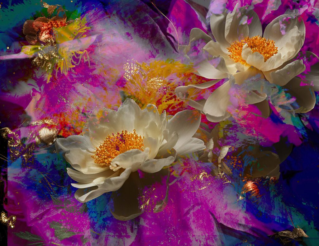 Colorful painting of bright flowers